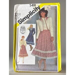Gunne Sax  Simplicity Pattern Sz 10 5491 Western Cottagecore Prairie Uncut OOP